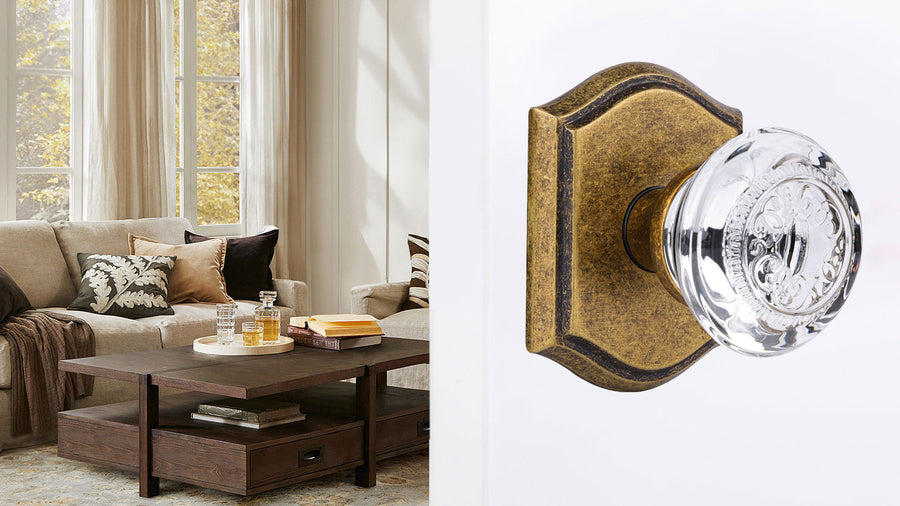 SENY Decorative Glass Door Knobs with Embossed Crystal – Vintage Arch Rosette applicable scenario