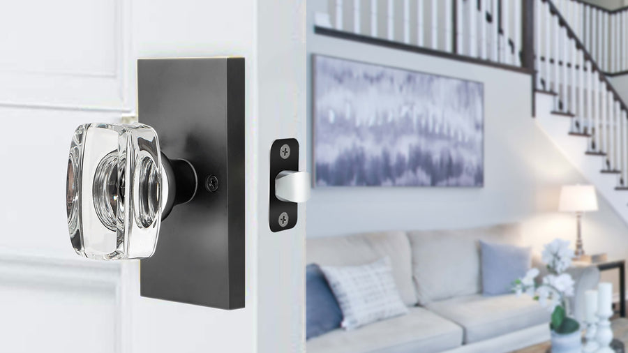 SENY Rectangular Crystal Door Knob with Rectangular Backplate | Contemporary Interior Door Knob applicable scenario