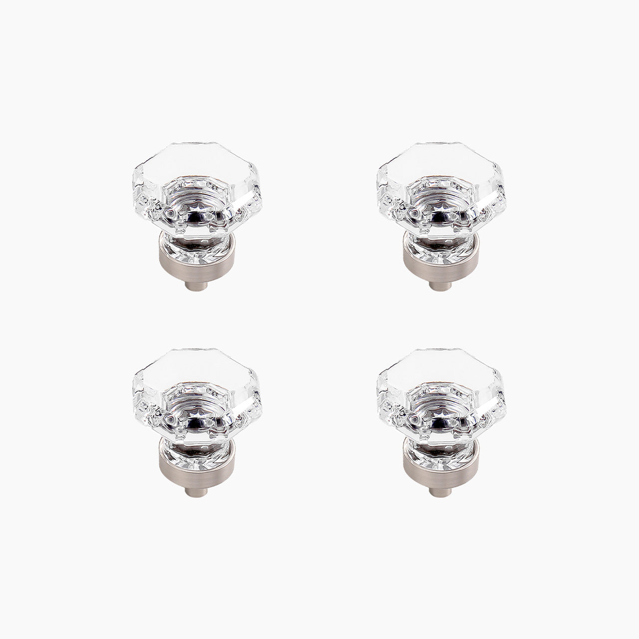 SENY Octagonal Mushroom Crystal Cabinet Knobs – Clear Glass Drawer Knobs with Matte Black Base (4 Pack)