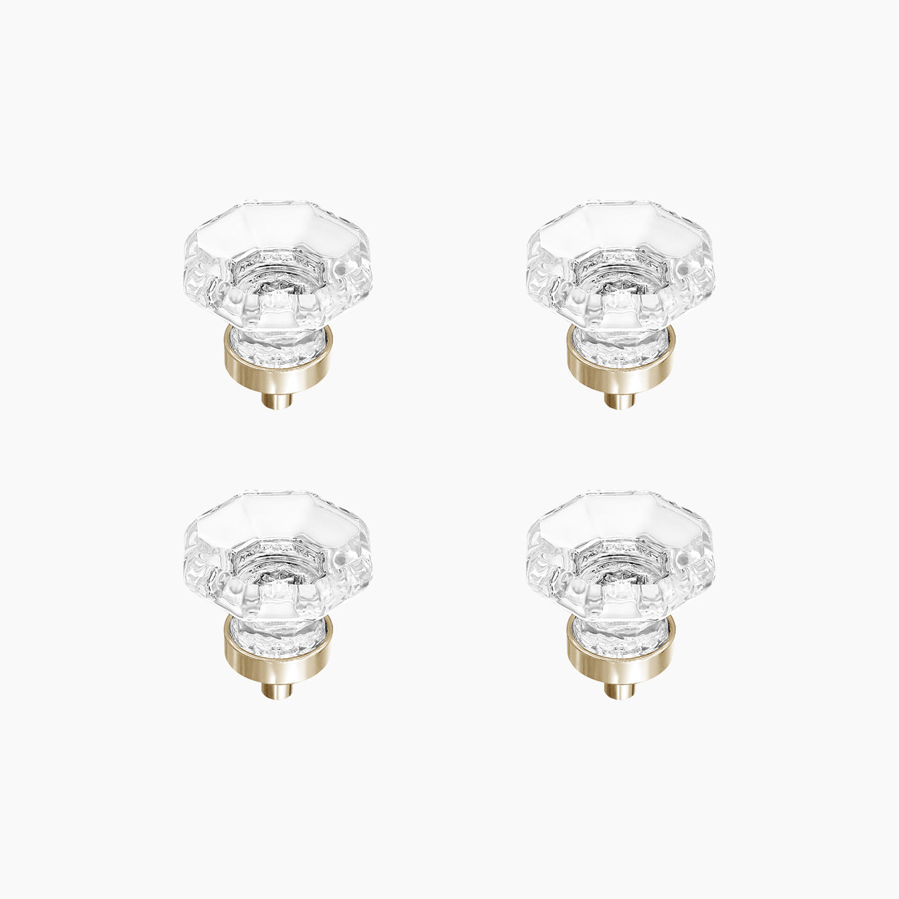 SENY Octagonal Mushroom Crystal Cabinet Knobs – Clear Glass Drawer Knobs with Matte Black Base (4 Pack)