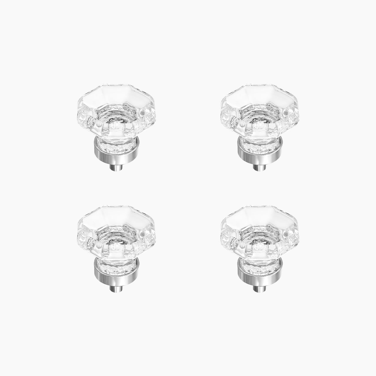 SENY Octagonal Mushroom Crystal Cabinet Knobs – Clear Glass Drawer Knobs with Matte Black Base (4 Pack)