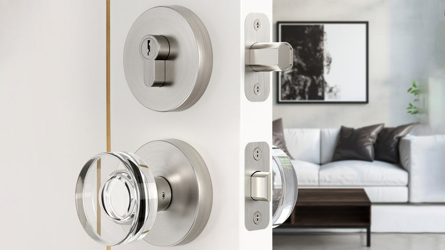 SENY Entry Door Knob Set with Decorative Round Crystal Passage Knob & Deadbolt applicable scenario