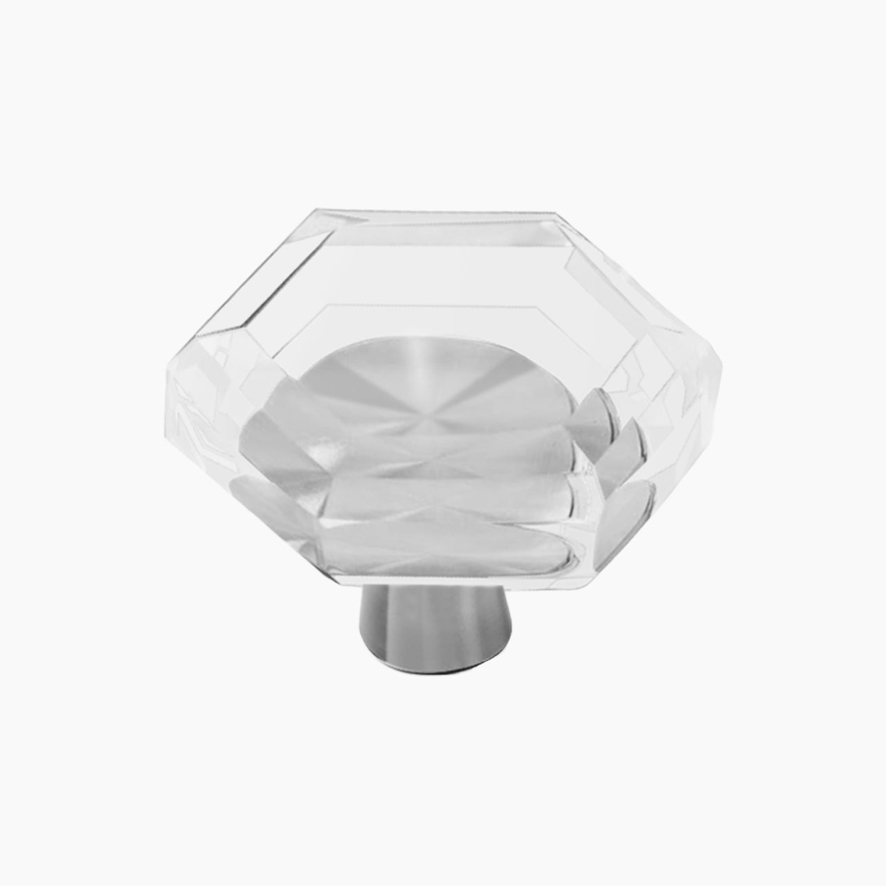 SENY Hexagonal Crystal Cabinet Knobs, 34mm Clear Glass Knob with Solid Metal Base for Kitchen & Bathroom Cabinets