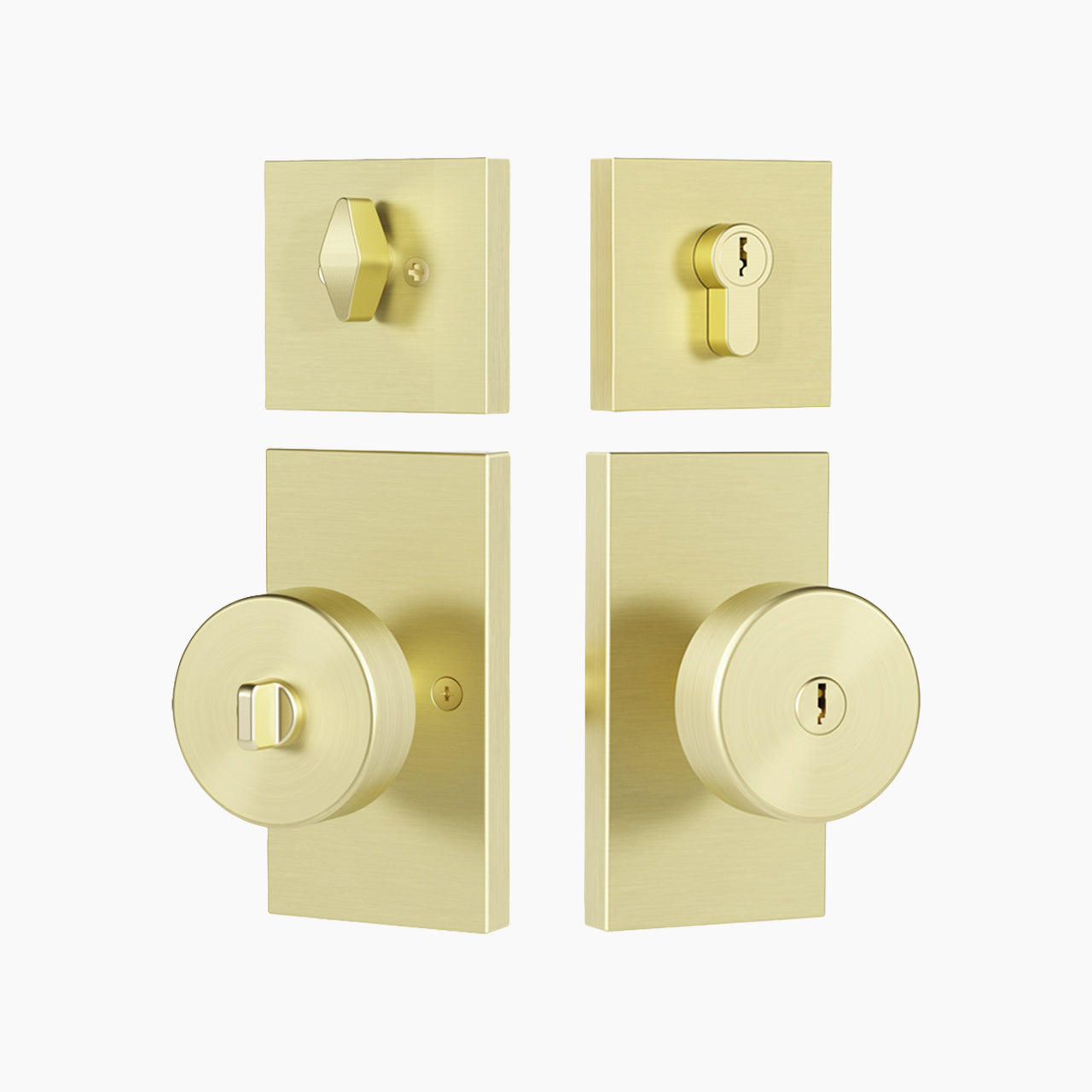 SENY Keyed Entry Door Knob & Deadbolt Set with Emergency Unlock, Round Metal Knob