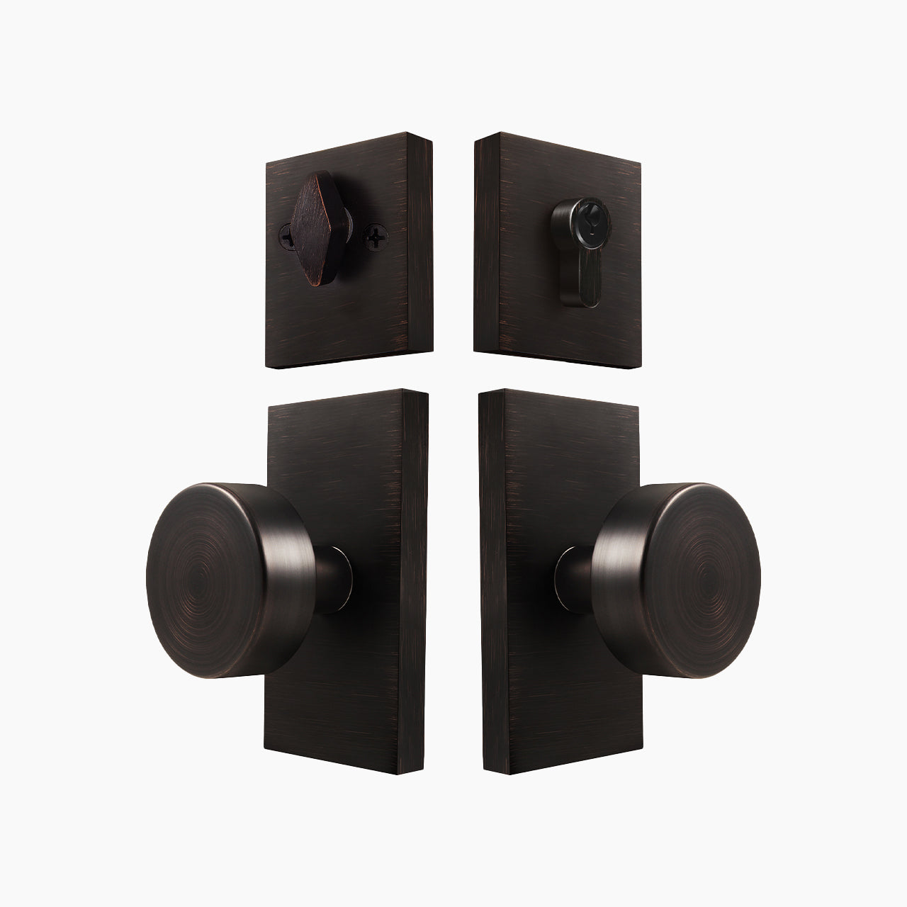 SENY Front Door Knob Set with Round Metal Knob & Deadbolt