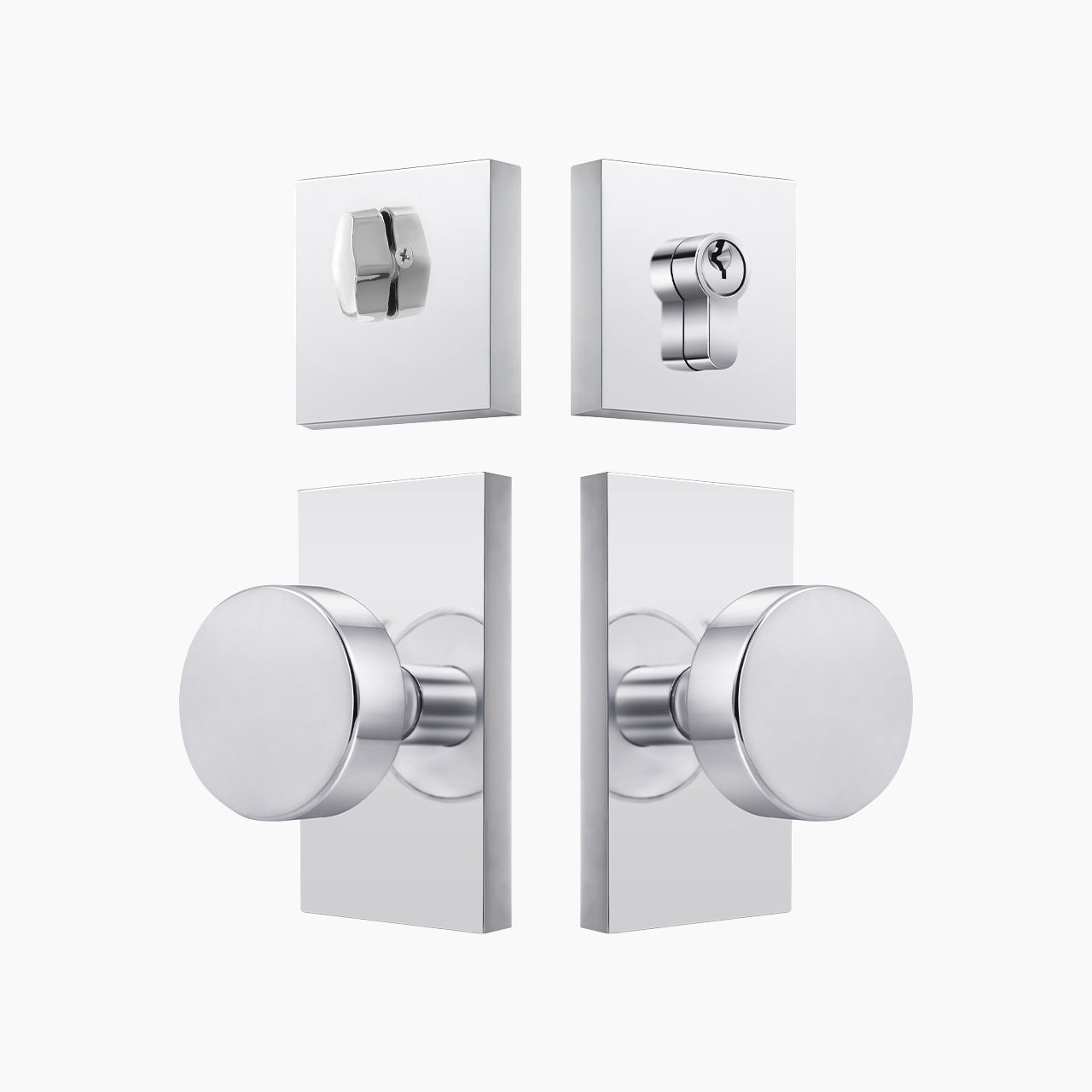 SENY Front Door Knob Set with Round Metal Knob & Deadbolt