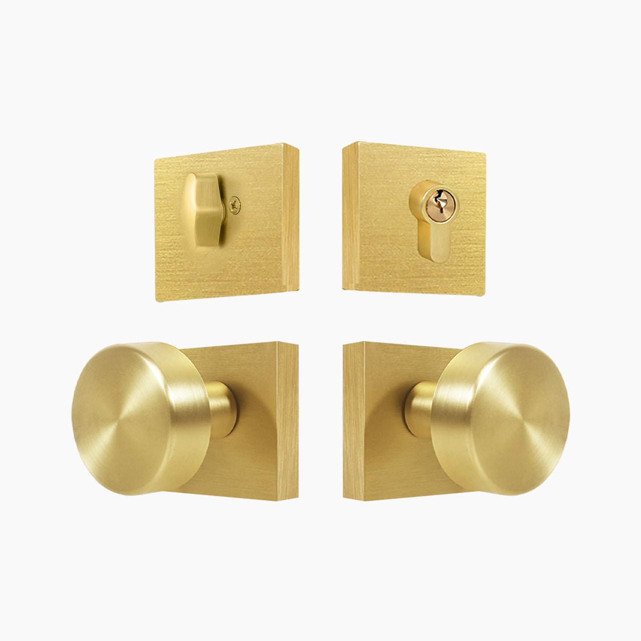 SENY Square Rosette Entry Door Set with Round Metal Knob & Deadbolt