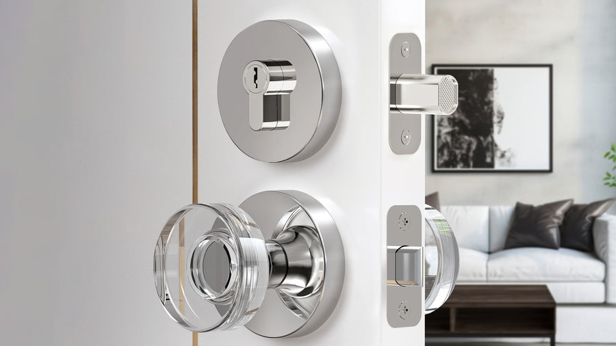 SENY Entry Door Knob Set with Decorative Round Crystal Passage Knob & Deadbolt applicable scenario
