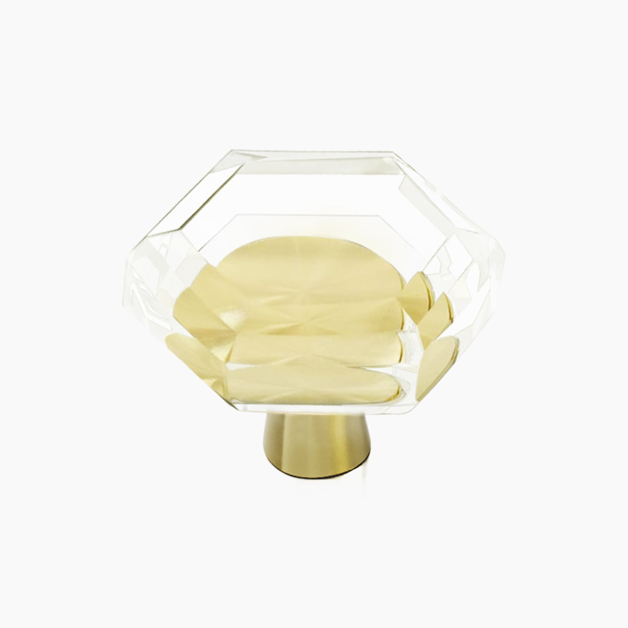 SENY Hexagonal Crystal Cabinet Knobs, 34mm Clear Glass Knob with Solid Metal Base for Kitchen & Bathroom Cabinets
