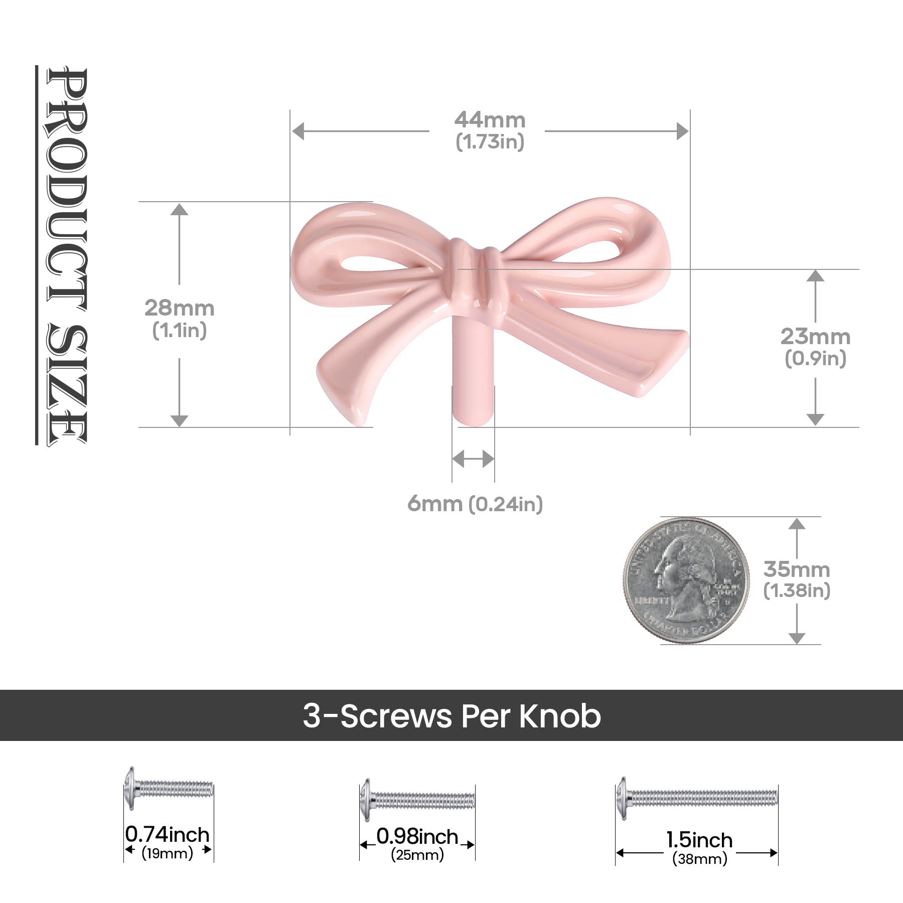SENY 8 Pack Bow Dresser Knobs – Cute Drawer Knobs in Pink, Brushed Gold, Chrome & Antique Brass - Seny Hardware