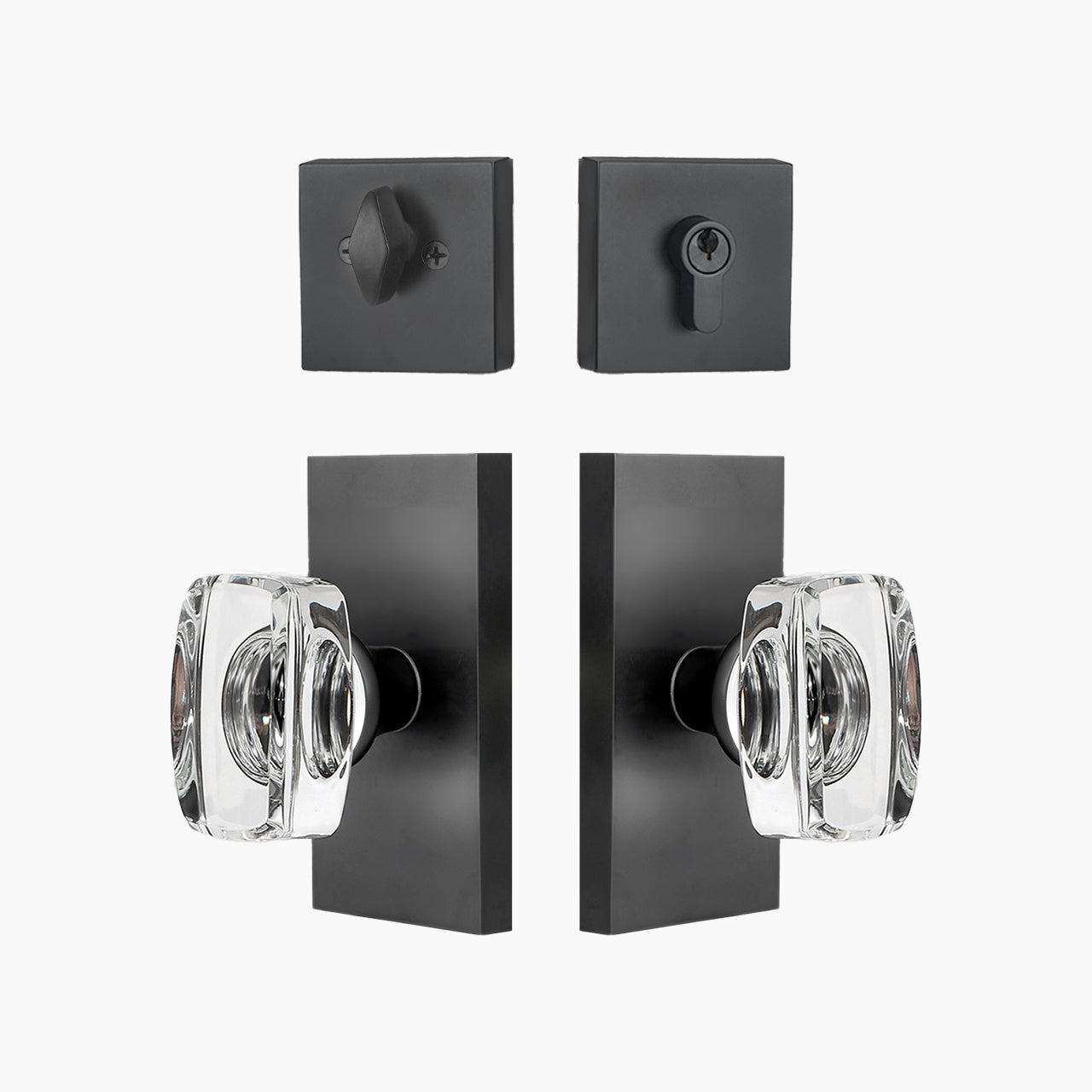 SENY Contemporary Crystal Entry Door Set with Rectangular Crystal Knob & Deadbolt