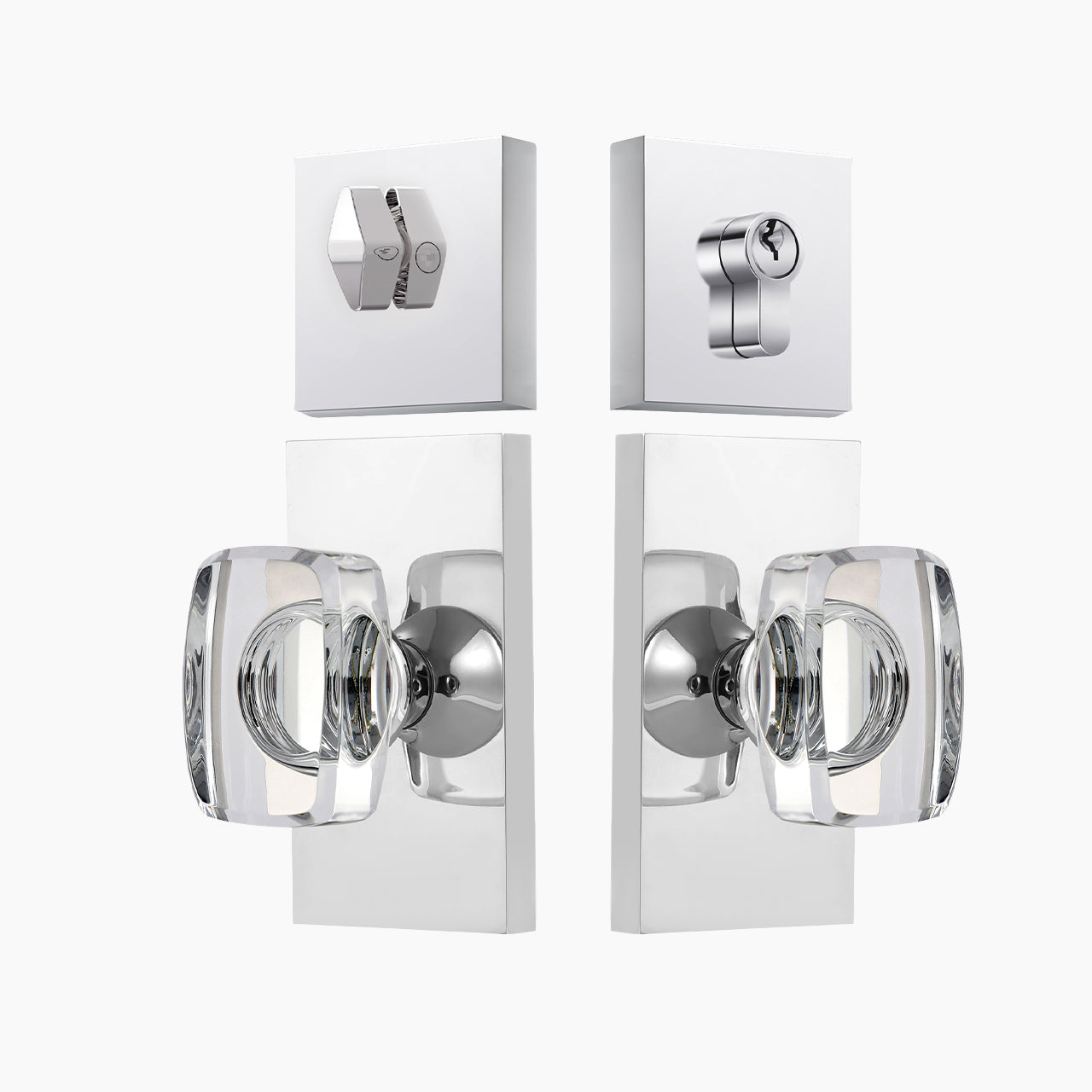 SENY Contemporary Crystal Entry Door Set with Rectangular Crystal Knob & Deadbolt