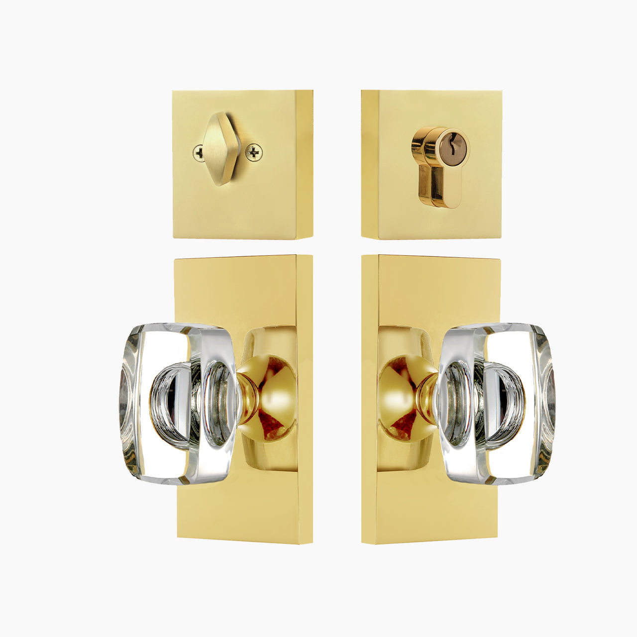 SENY Contemporary Crystal Entry Door Set with Rectangular Crystal Knob & Deadbolt