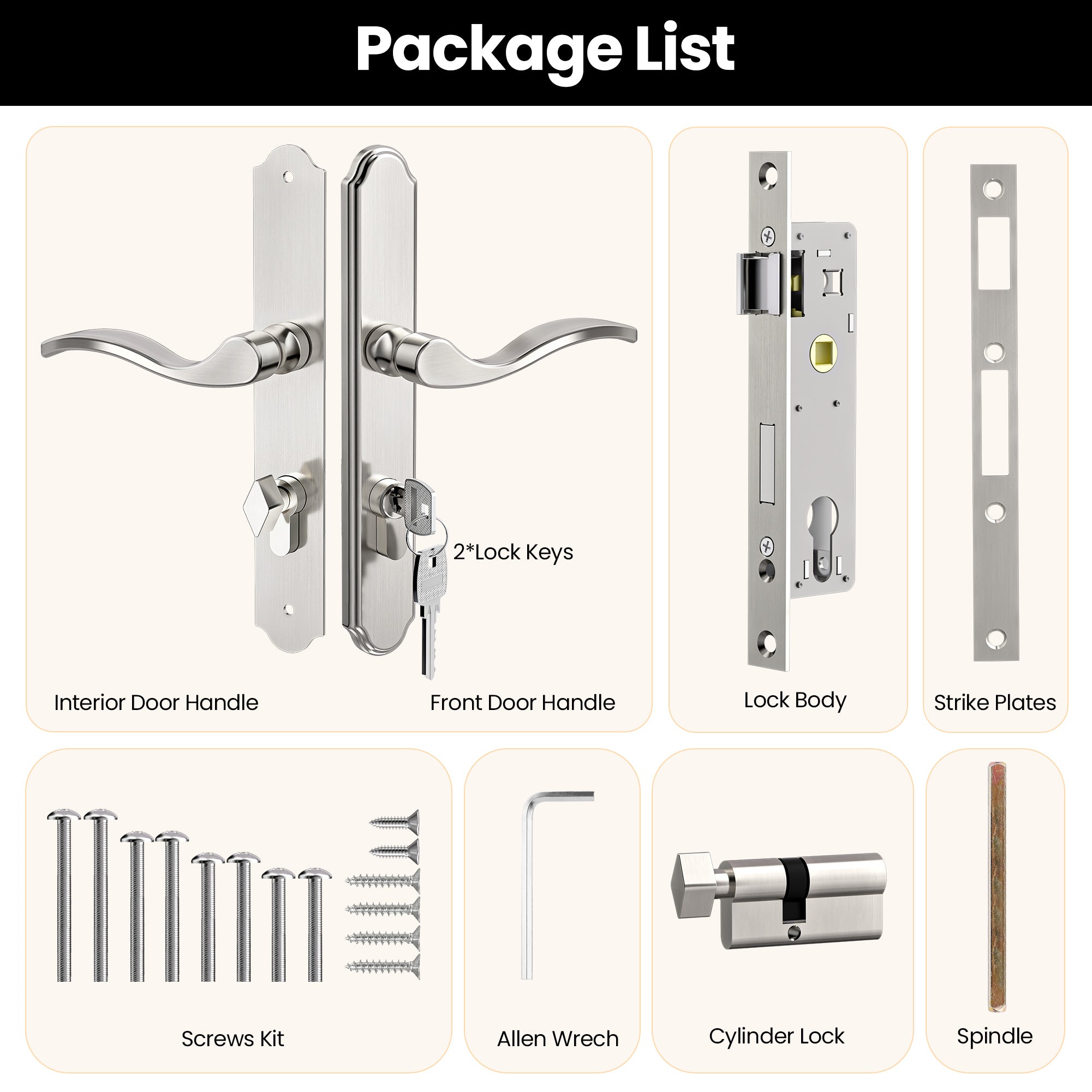 SENY 2-1/2" PZ Storm Door Handle & Mortise Lock Replacement for Storm & Screen Doors