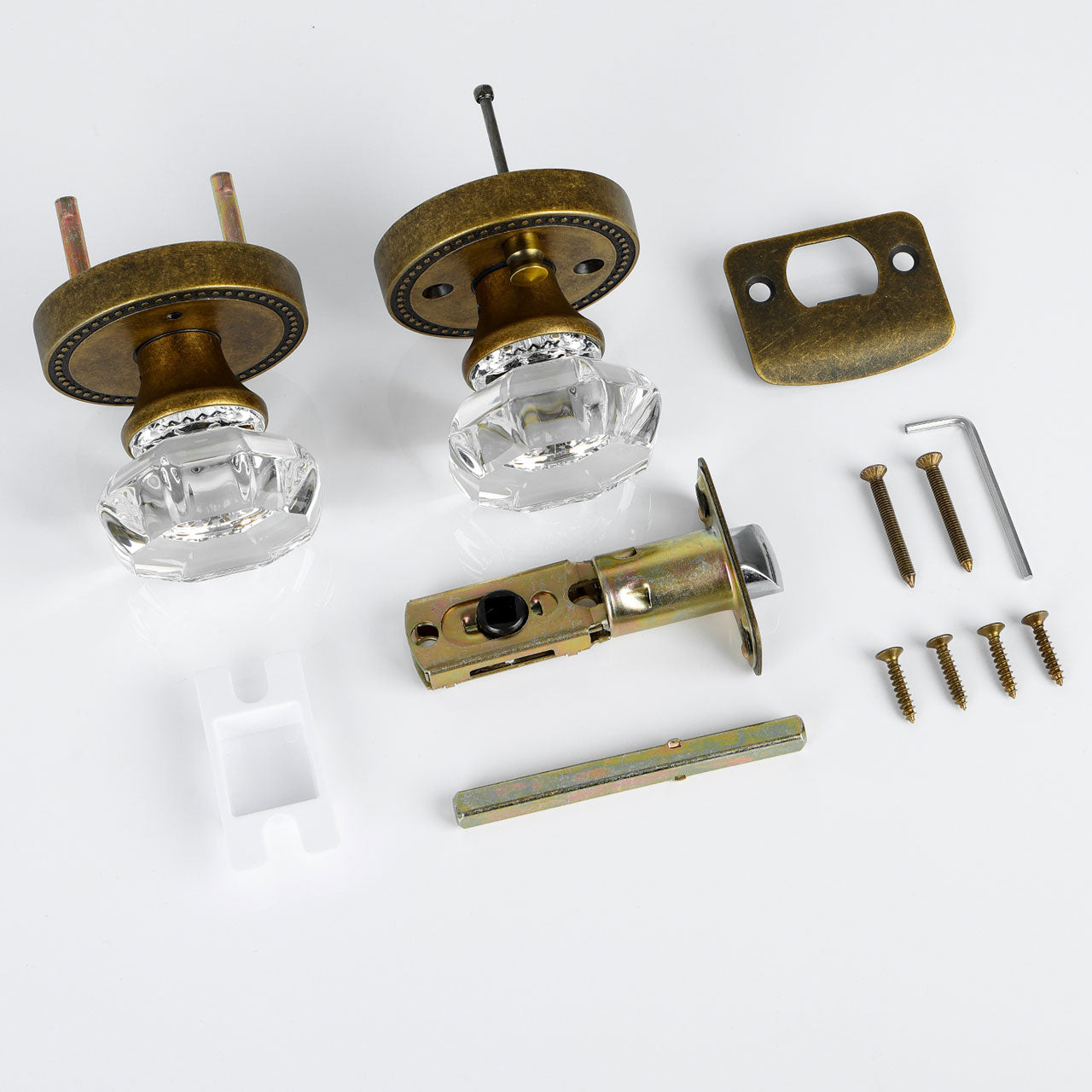 SENY Octagonal Crystal Door Knob, Round Rosette, 3 Finishes, 3 Functions