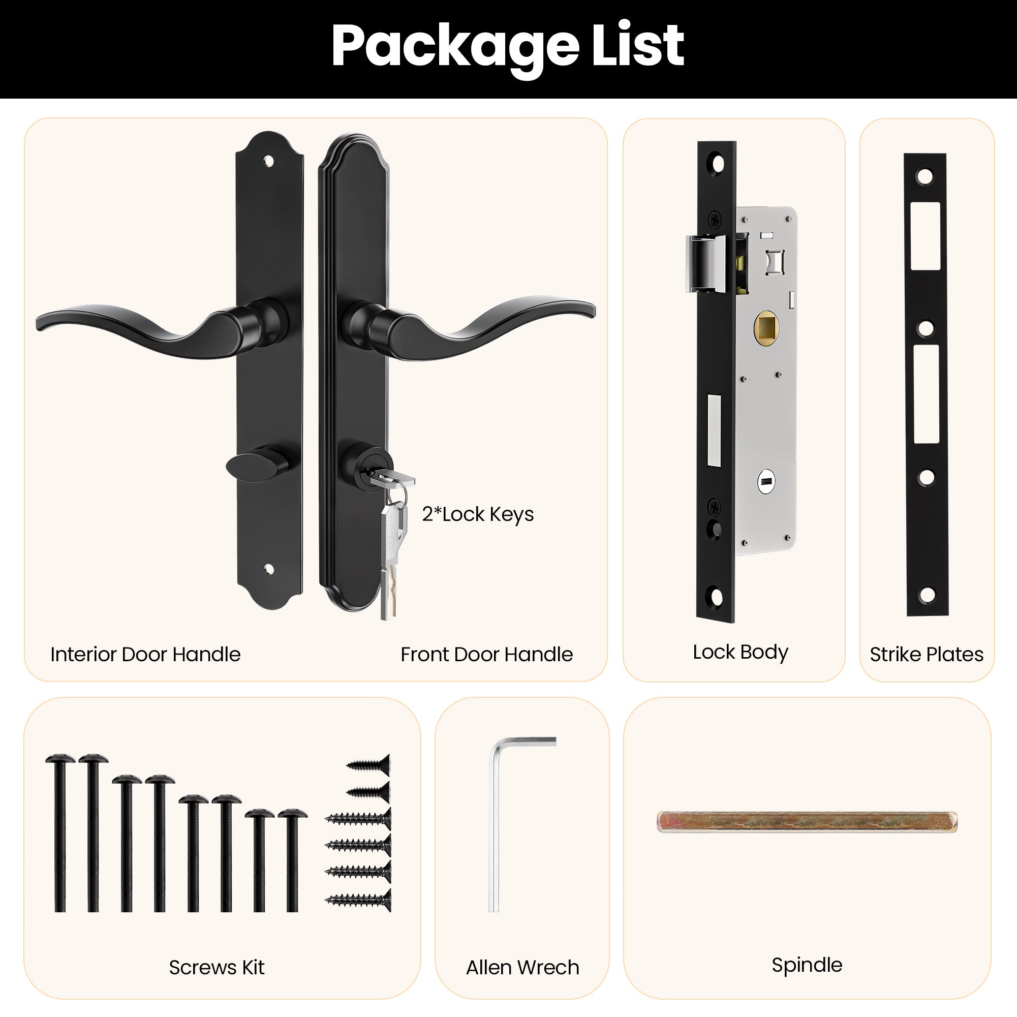 SENY Flat Slot Storm Door Handle & Mortise Lock Replacement for Storm & Screen Doors