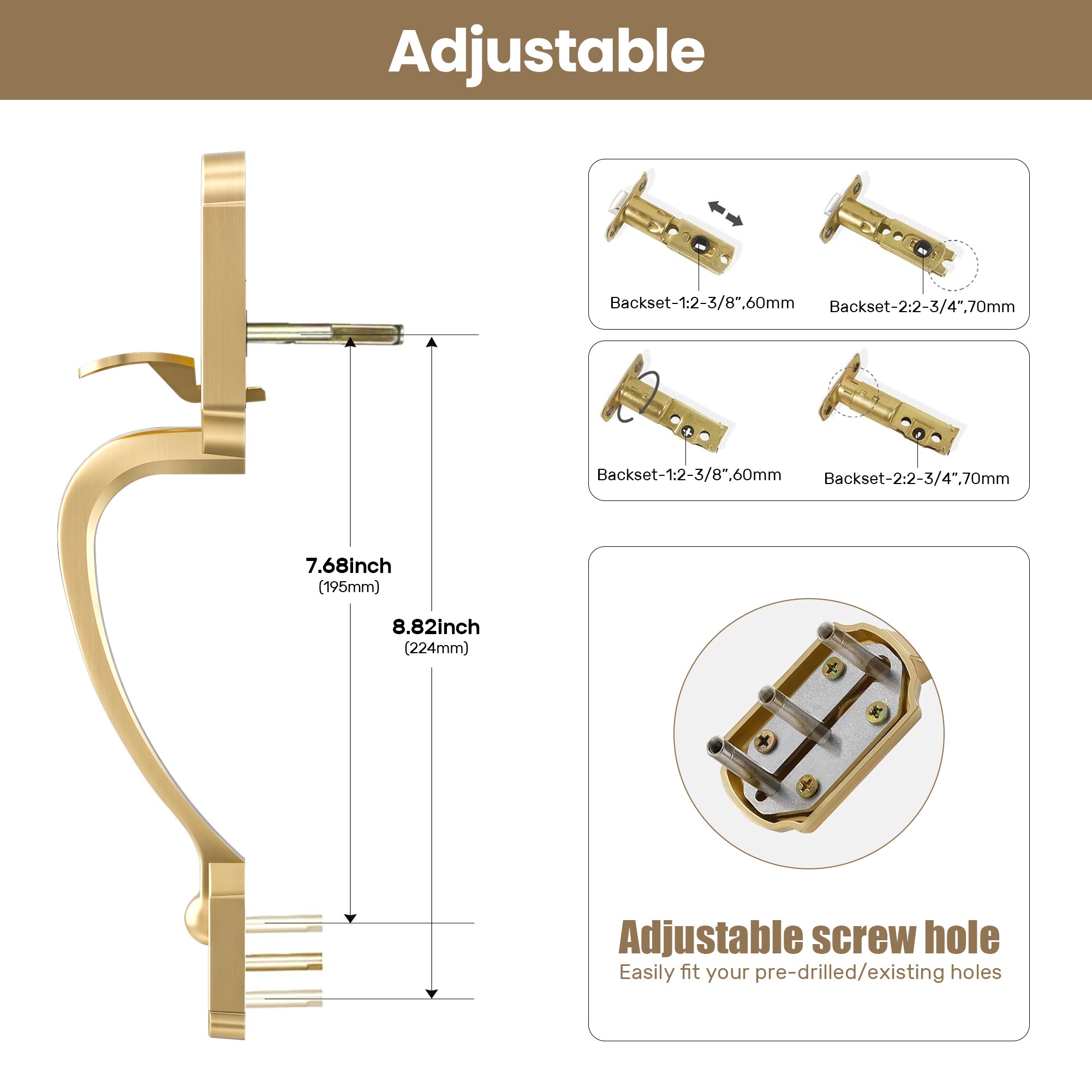 SENY Entry Door Knob Set with Deadbolt – Gold Front Door Handle Set with Crystal Knob