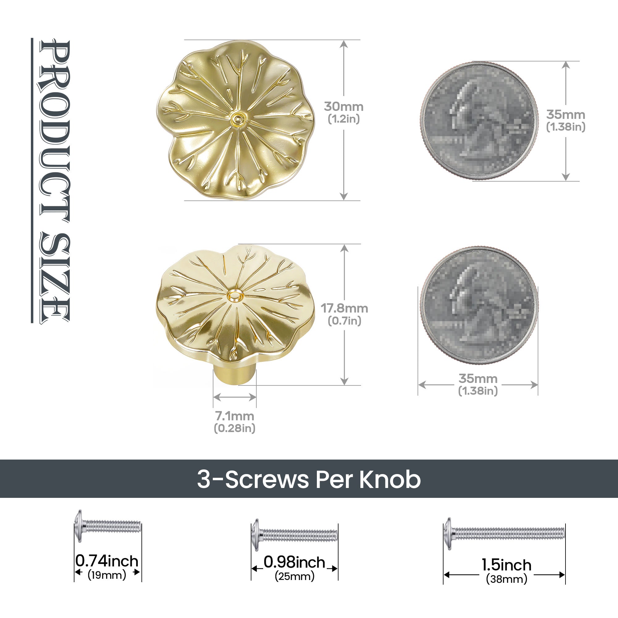 SENY 4 Pack Floral Drawer Knobs – Vintage Cabinet Knobs in Brushed Gold & Antique Brass - Seny Hardware