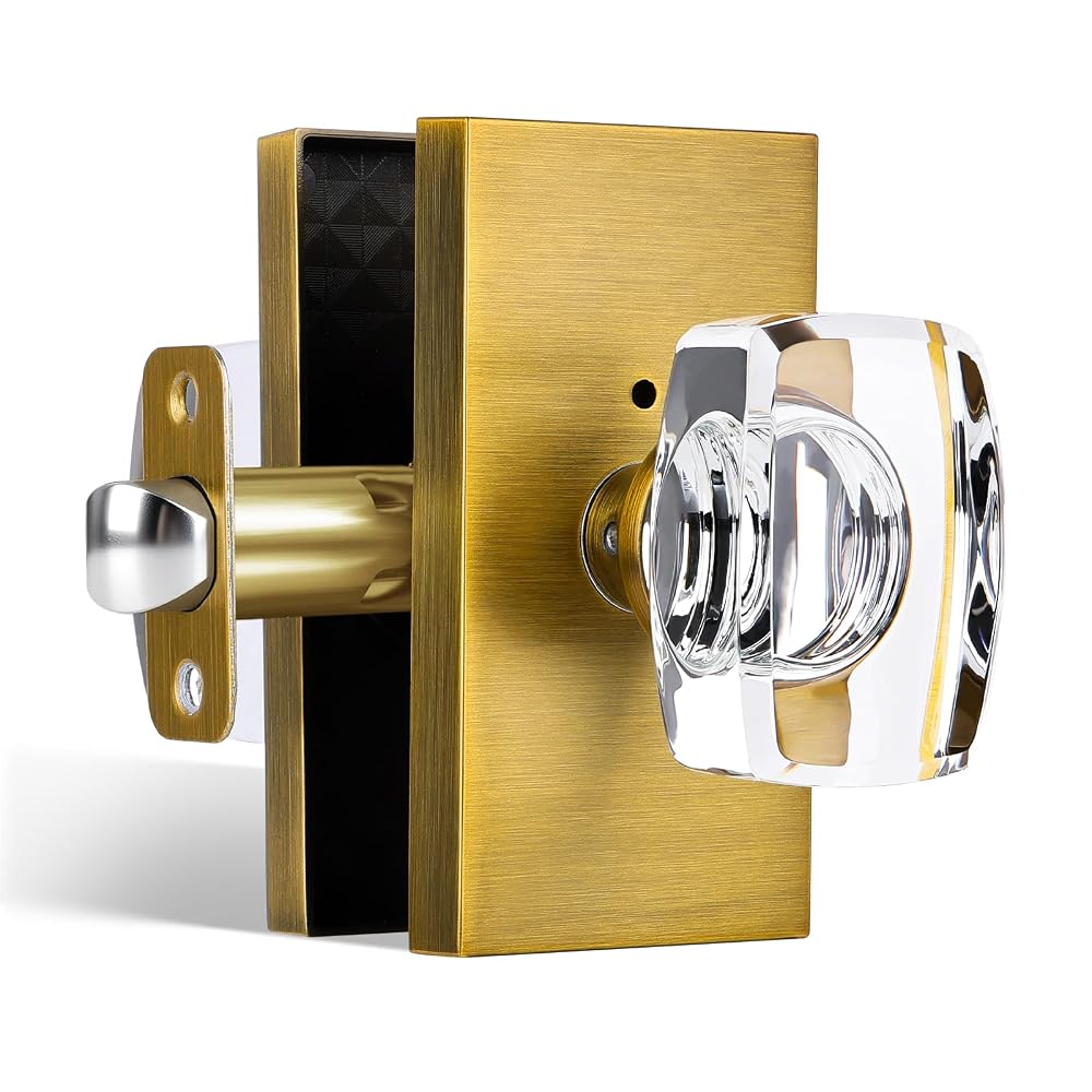 SENY Rectangular Crystal Door Knob with Rectangular Backplate | Contemporary Interior Door Knob