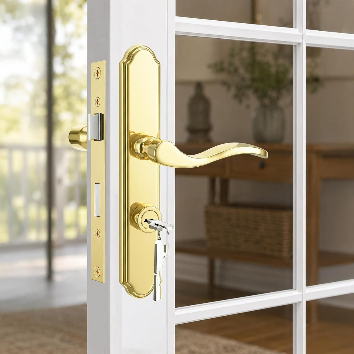 SENY Flat Slot Storm Door Handle & Mortise Lock Replacement for Storm & Screen Doors