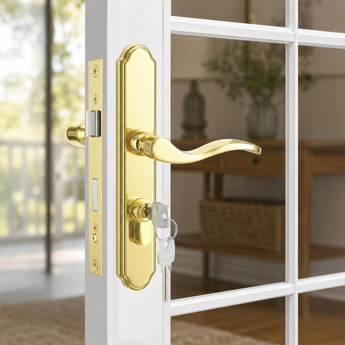 SENY 2-1/2" PZ Storm Door Handle & Mortise Lock Replacement for Storm & Screen Doors