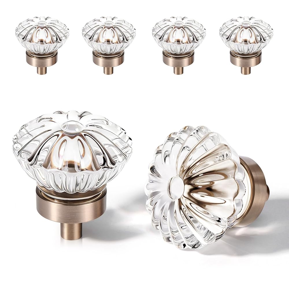 SENY Crystal Cabinet Knobs – Floral Glass Drawer Knobs for Kitchen, Cabinets & Furniture