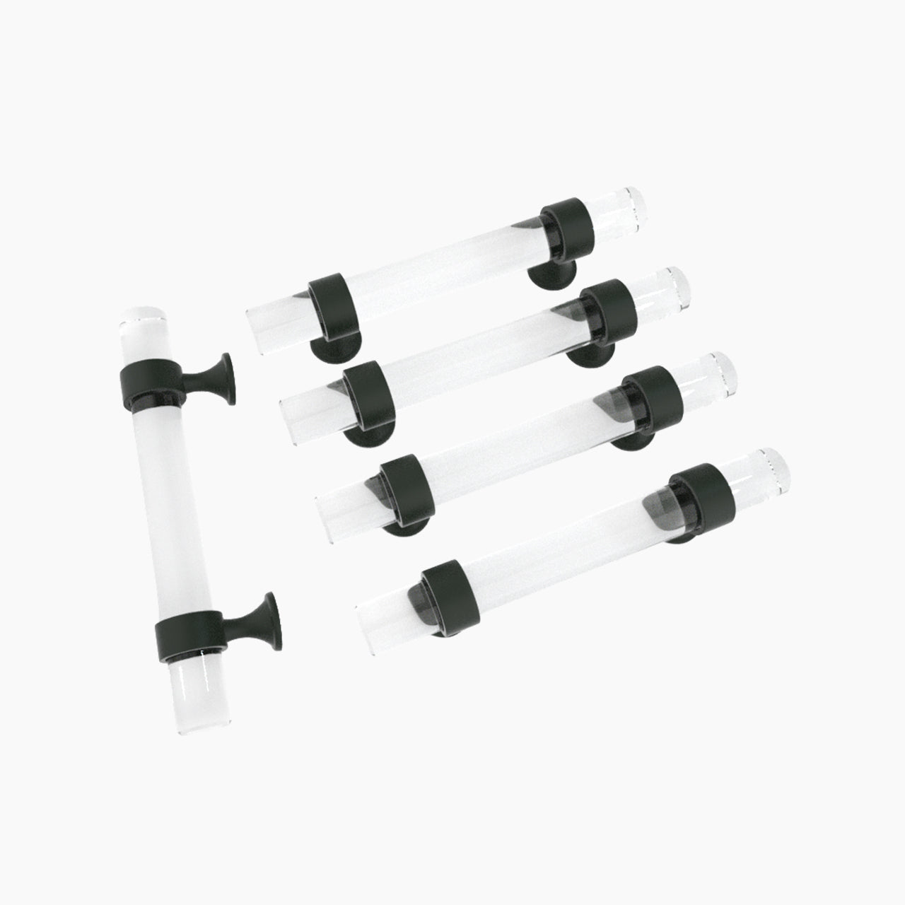 SENY Contemporary Glass Bar Cabinet Pulls with Round Zinc Base, 5-Pack