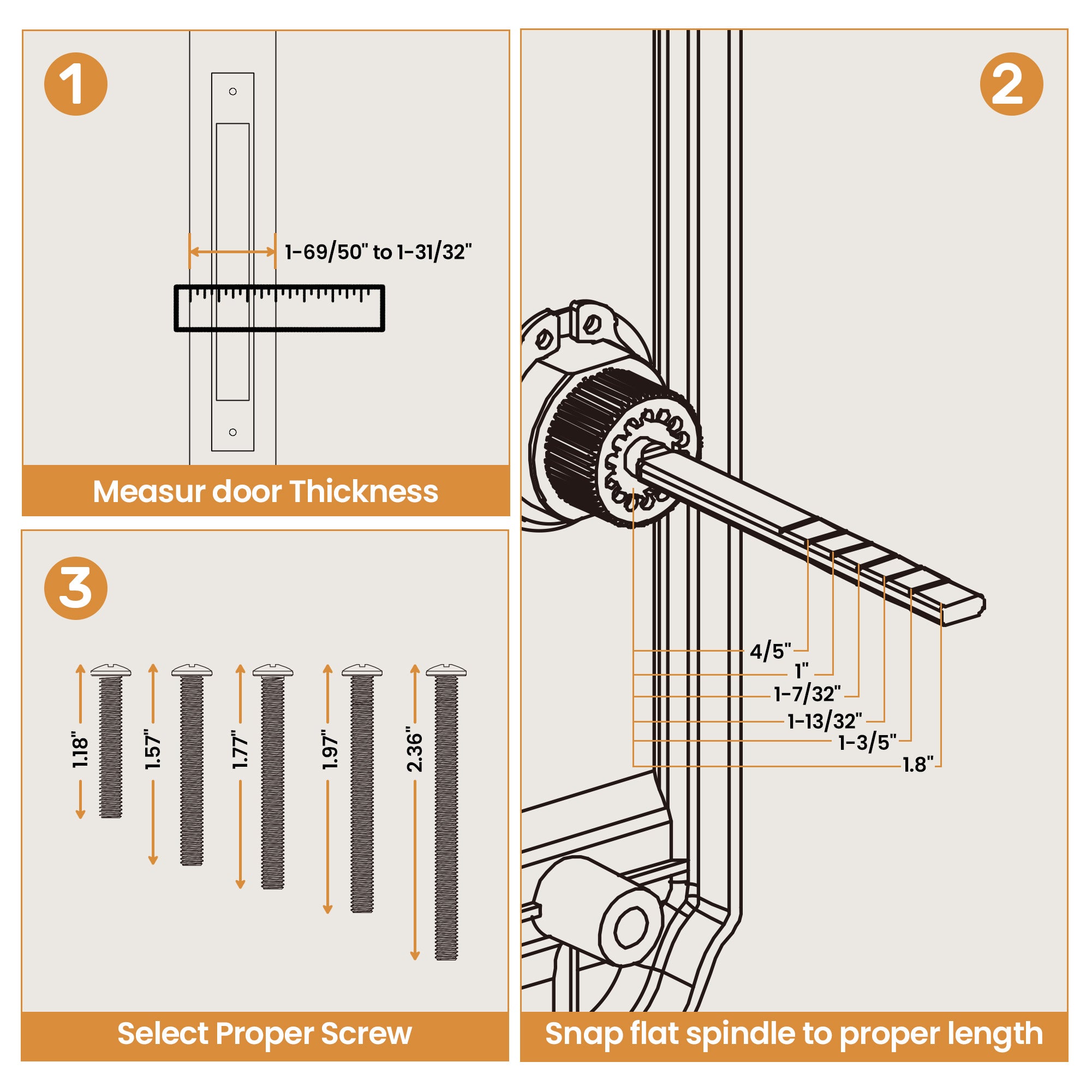 SENY Flat Slot Storm Door Handle & Mortise Lock Replacement for Storm & Screen Doors