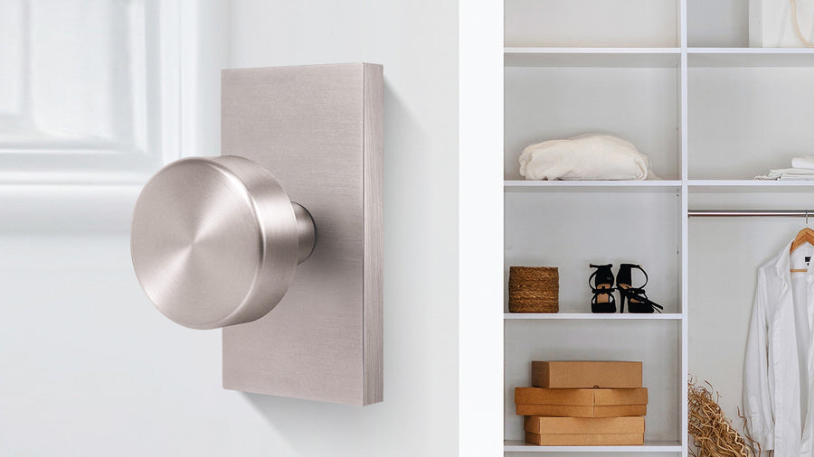 SENY Antique Brass Door Knobs with Modern Round Metal Knob & Rectangular Backplate applicable scenario