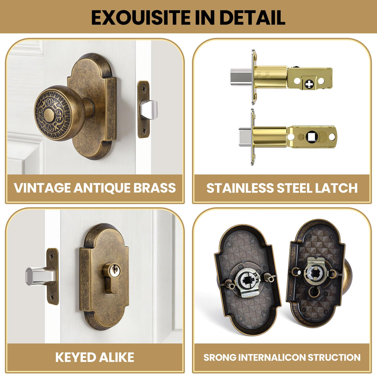 SENY Front Door Knob and Deadbolt Set with Decorative Arch Backplate