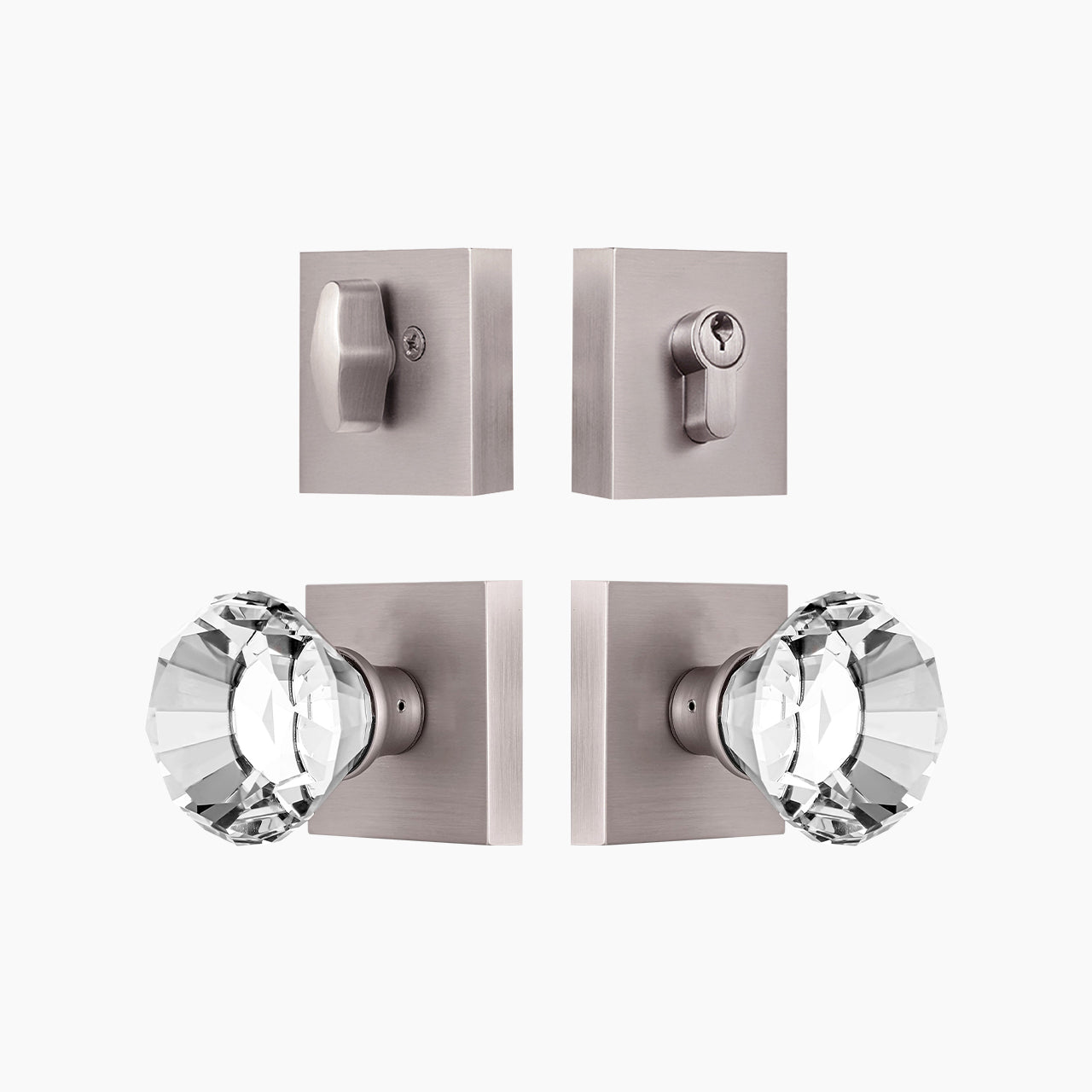 SENY Luxury Crystal Entry Door Set with Faced Crystal Knob & Deadbolt