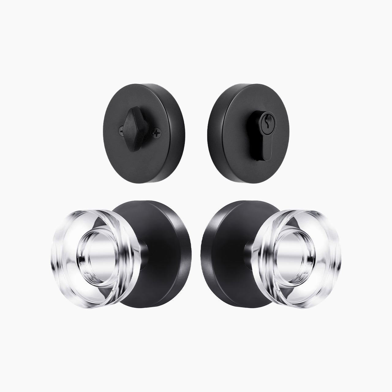 SENY Entry Door Knob Set with Decorative Round Crystal Knob & Deadbolt