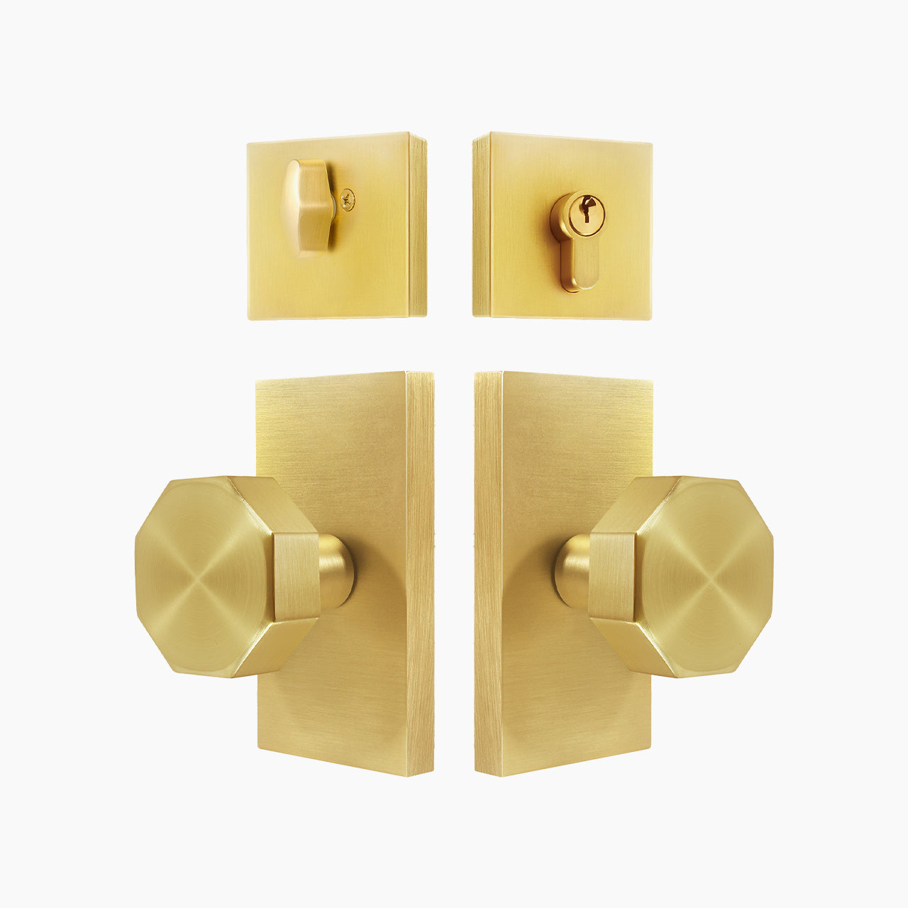 SENY Modern Metal Entry Door Knob Set with Octagonal Metal Knob & Deadbolt