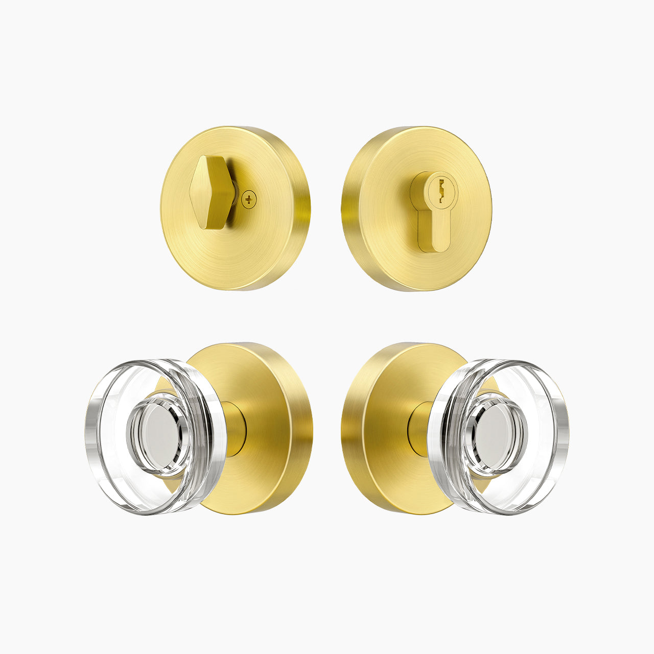 SENY Entry Door Knob Set with Decorative Round Crystal Knob & Deadbolt