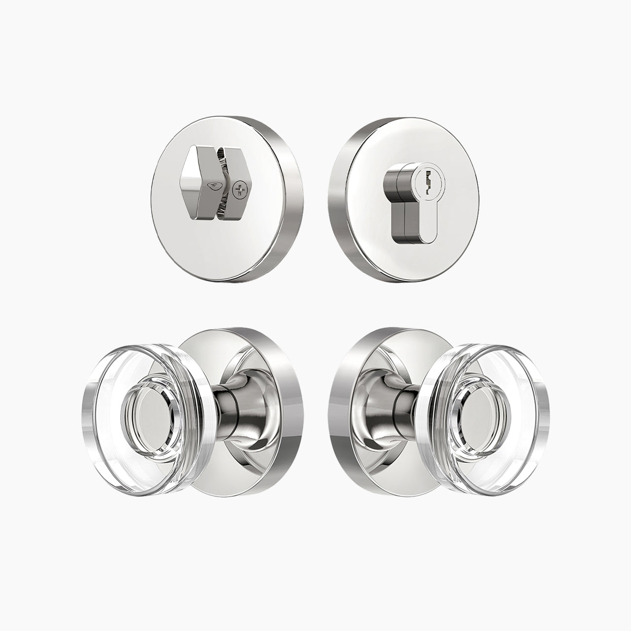 SENY Entry Door Knob Set with Decorative Round Crystal Knob & Deadbolt