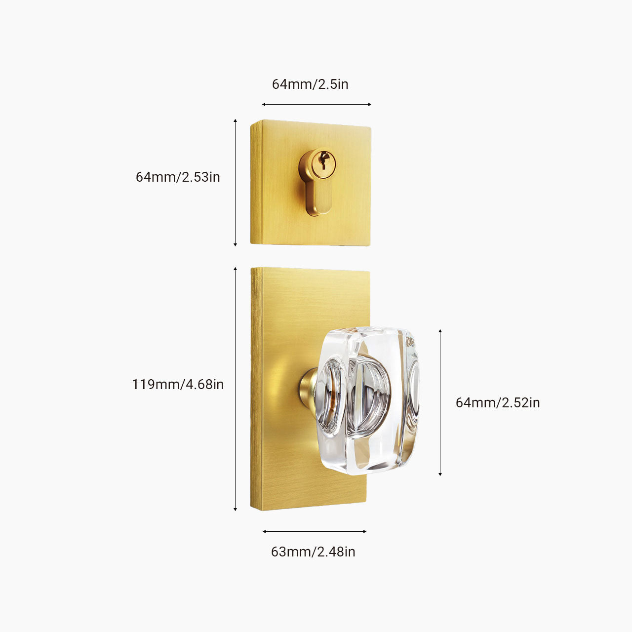 SENY Contemporary Crystal Entry Door Set with Rectangular Crystal Knob & Deadbolt