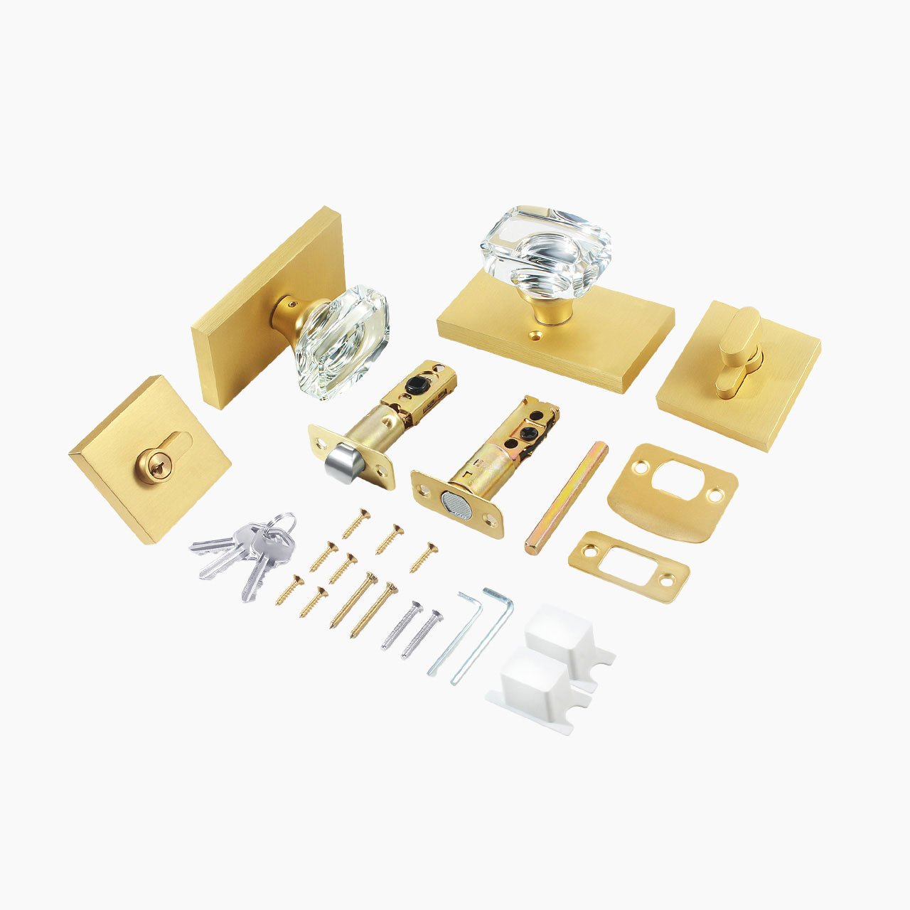 SENY Contemporary Crystal Entry Door Set with Rectangular Crystal Knob & Deadbolt