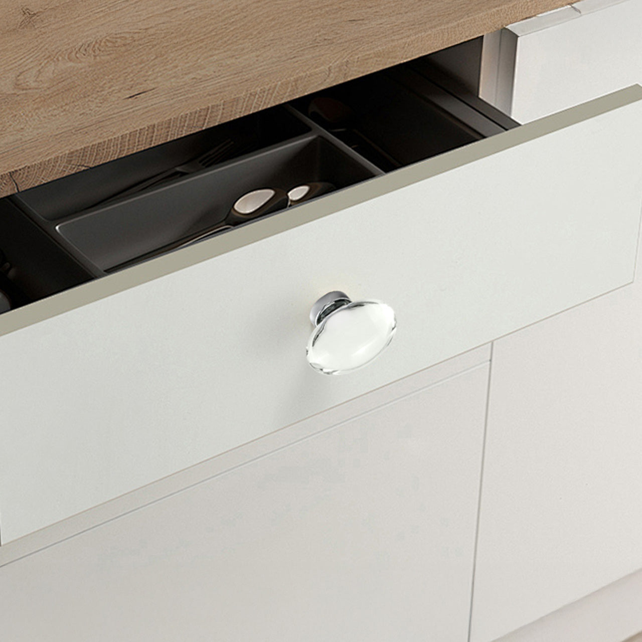 SENY Egg Crystal Cabinet Knobs – Oval Glass Drawer Knobs for Kitchen, Bathroom & Furniture (4 Pack)