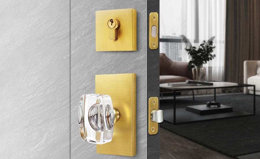 SENY Contemporary Crystal Entry Door Set with Rectangular Crystal Passage Knob & Deadbolt applicable scenario