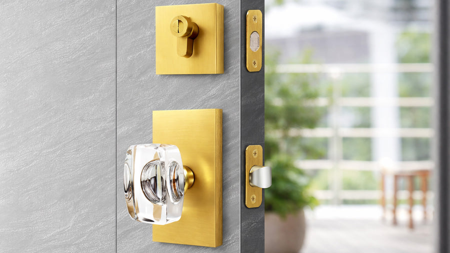 SENY Contemporary Crystal Entry Door Set with Rectangular Crystal Passage Knob & Deadbolt applicable scenario