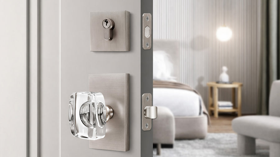 SENY Contemporary Crystal Entry Door Set with Rectangular Crystal Passage Knob & Deadbolt applicable scenario