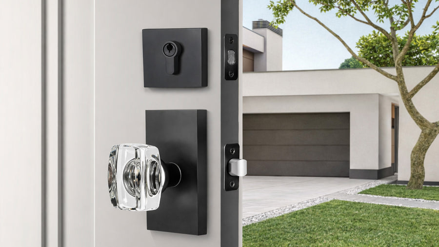 SENY Contemporary Crystal Entry Door Set with Rectangular Crystal Passage Knob & Deadbolt applicable scenario