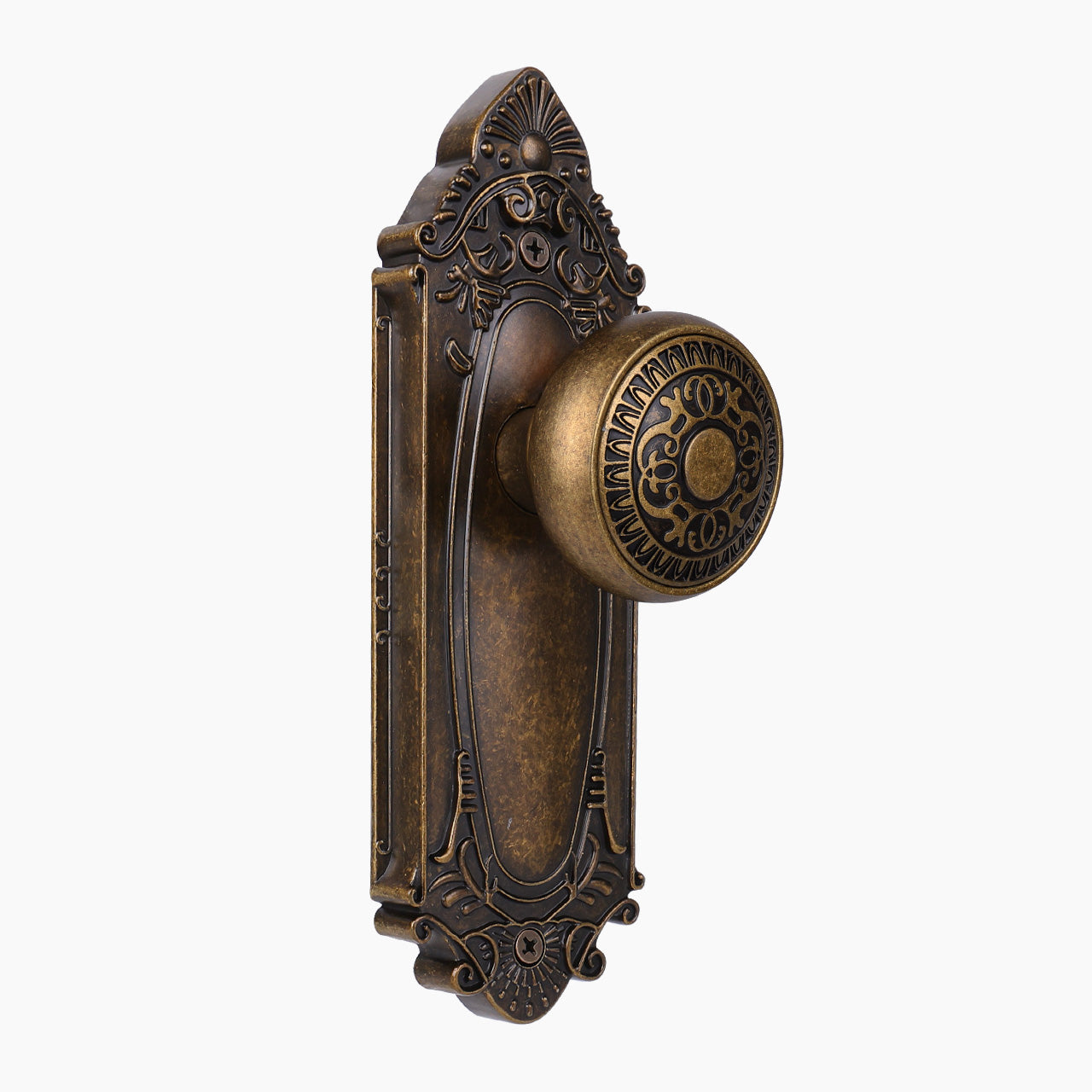 Vintage Floral Door Knob with Sunburst Backplate | Privacy