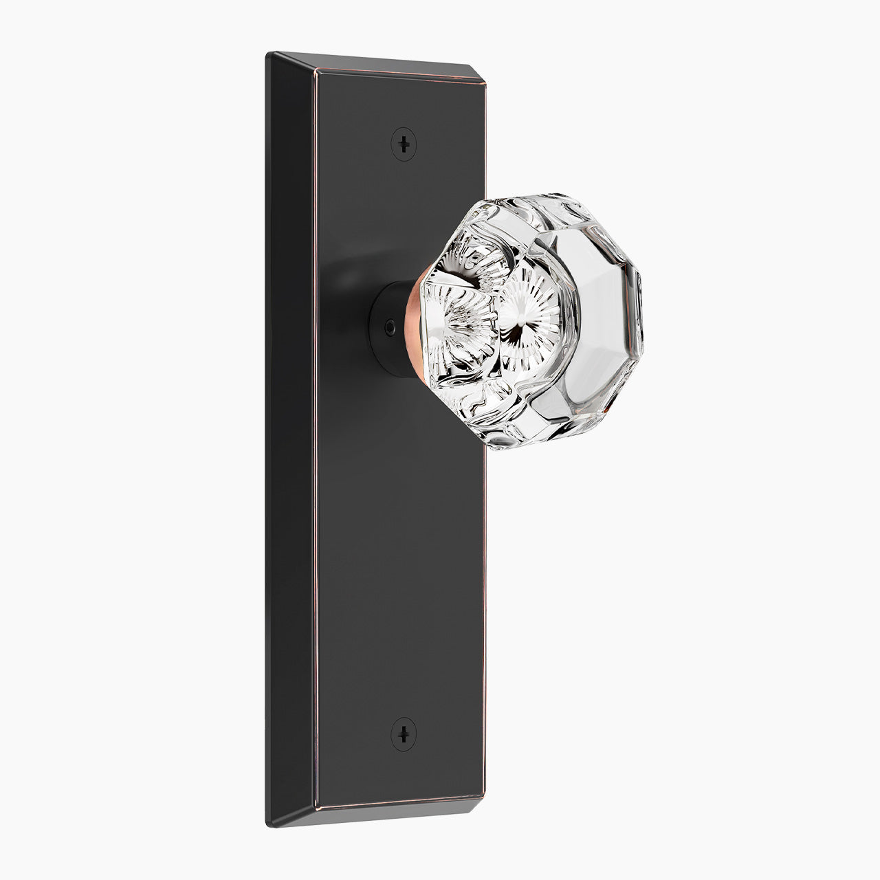 Vintage Crystal Privacy Door Knob for Interior Doors, Diamond-Cut Glass Knob with Lock for Bedroom & Bathroom