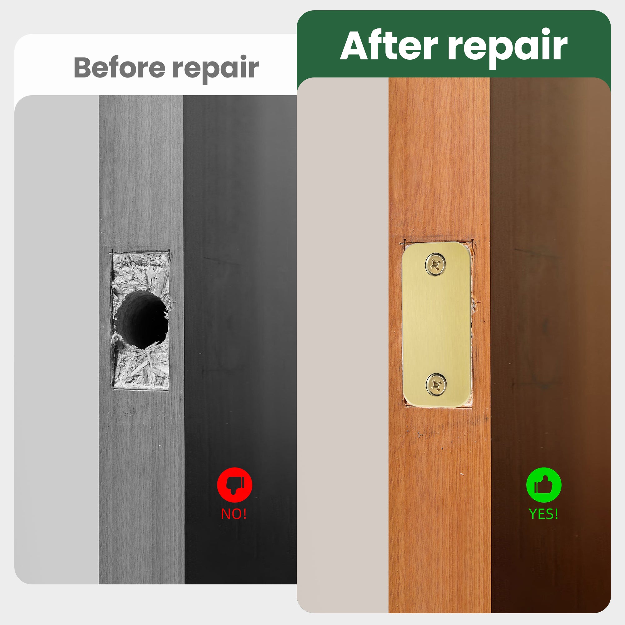SENY Door Hole Cover Plate – 2-1/4" × 1" Door Frame Filler Plate