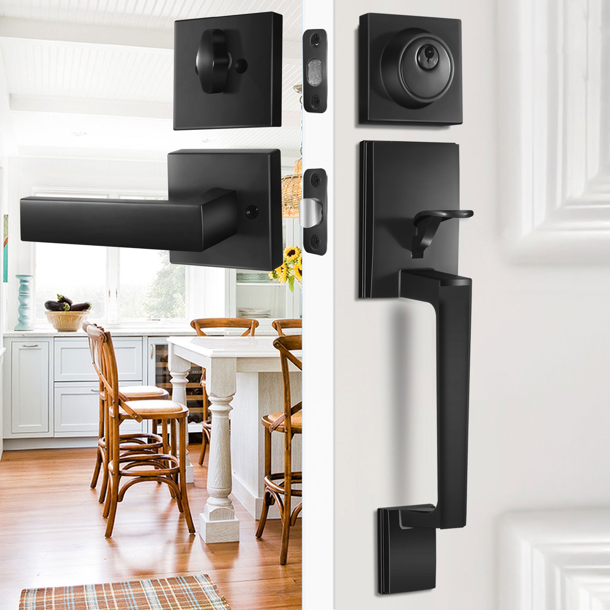 Front Door Handleset with Deadbolt – Modern Entry Door Handleset