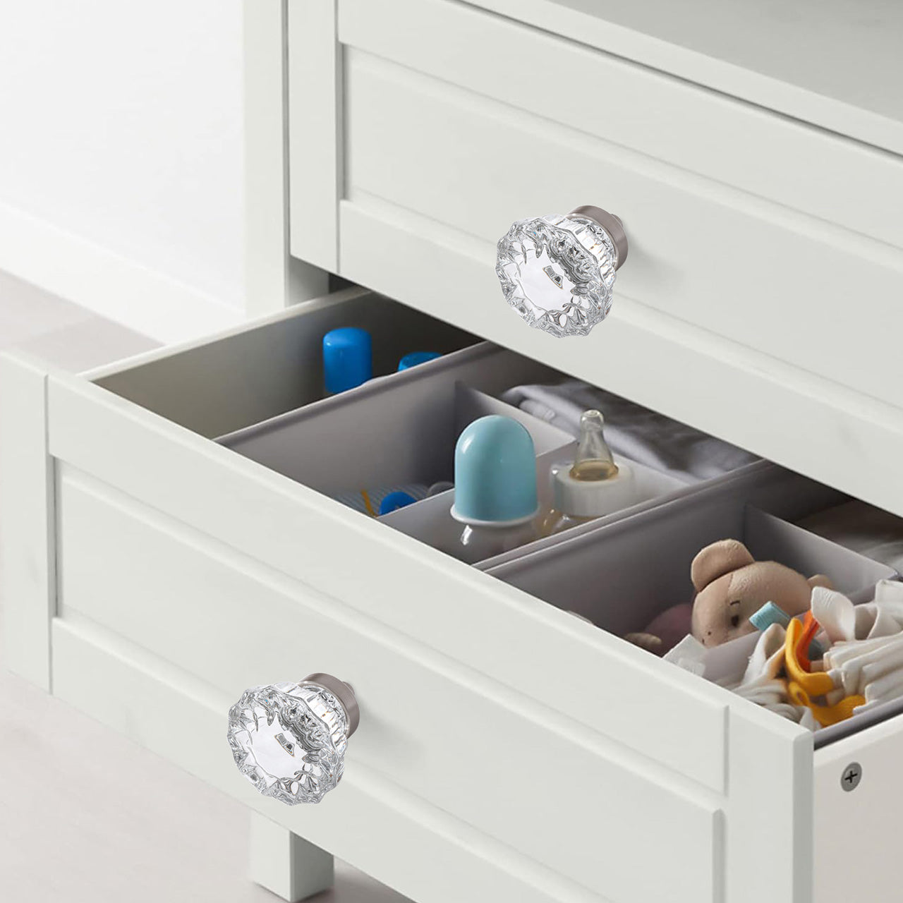 SENY Floral Crystal Cabinet Knobs – Vintage Glass Drawer Knobs for Kitchen, Bathroom & Furniture (4 Pack)