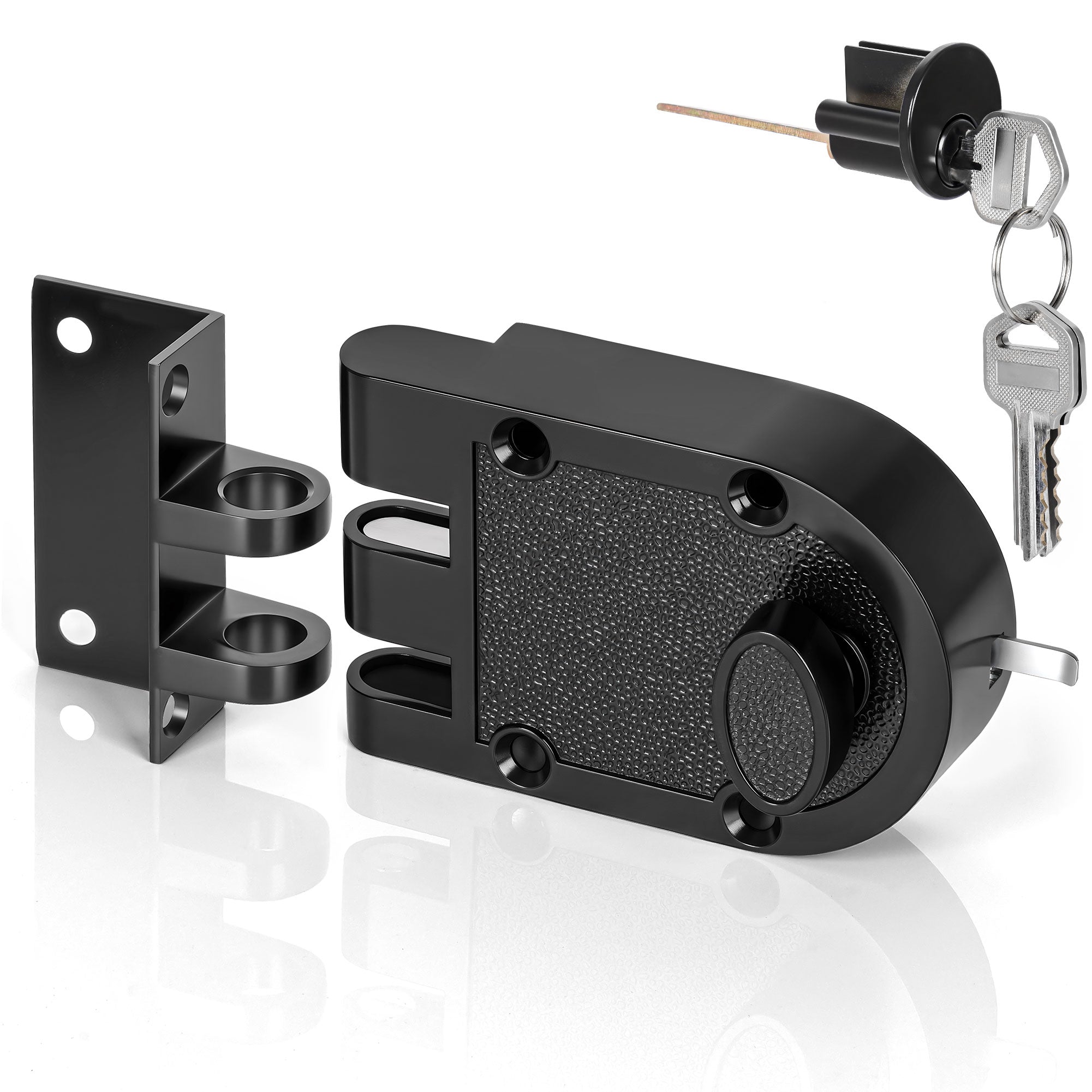 SENY Jimmy Proof Deadbolt Night Latch for Front Doors, Surface-Mounted Security Lock with Keys