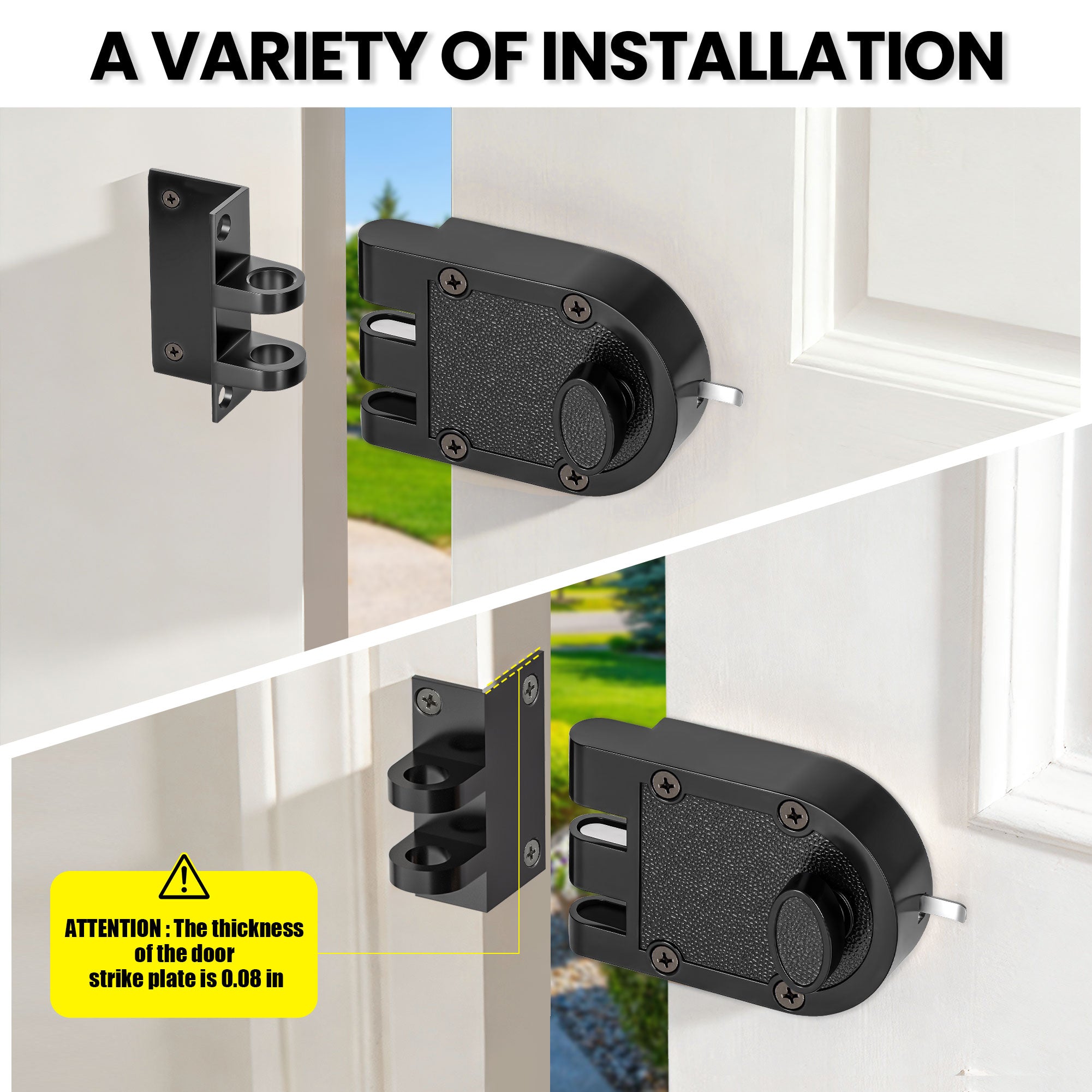 SENY Jimmy Proof Deadbolt Night Latch for Front Doors, Surface-Mounted Security Lock with Keys