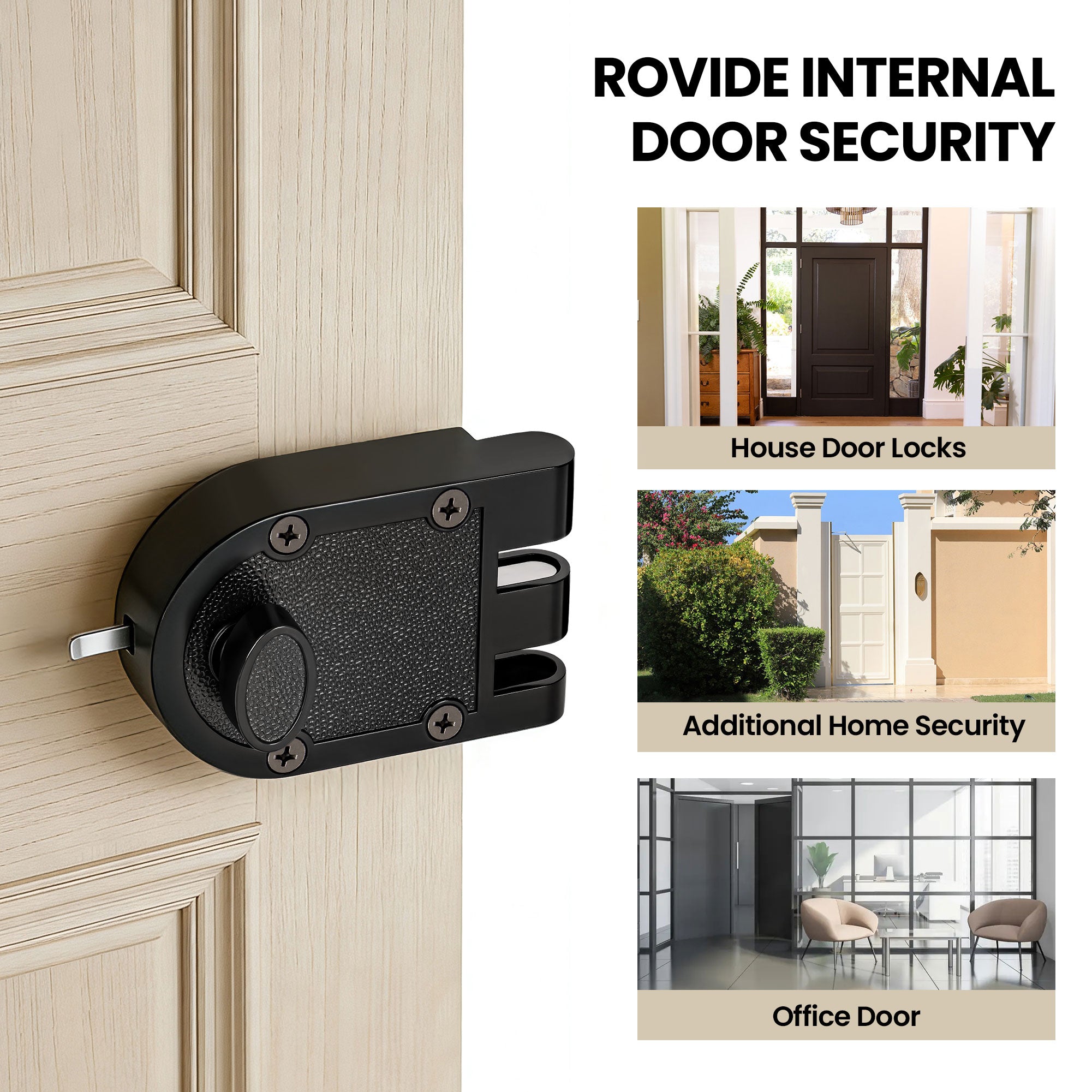 SENY Jimmy Proof Deadbolt Night Latch for Front Doors, Surface-Mounted Security Lock with Keys